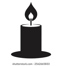 Candle Silhouette Illustration Line Art Icon Logo Clipart