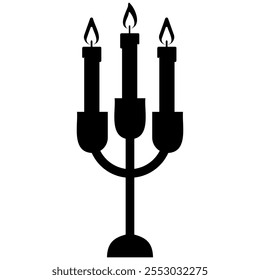 Candle silhouette for party  and religion commemorative. Burning christmas candle icon. Candlestick flat icon for apps and websites