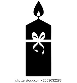 Candle silhouette for party  and religion commemorative. Candle silhouette on transparent background. 