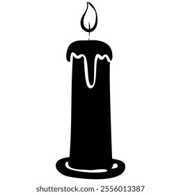 Candle silhouette for party  and religion commemorative. Candle silhouette on transparent background. 