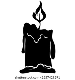 Candle silhouette for party  and religion commemorative. Burning christmas candle icon. Candlestick flat icon for apps and websites