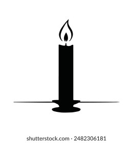 Candle  silhouette vector illustration. Black and white Art