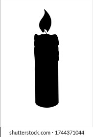 Candle silhouette. Wax burning candle silhouette- vector picture for logo or sign.