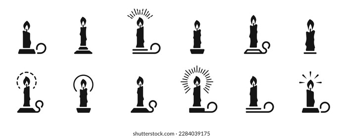 Candle silhouettes. Candleholder icons. Candle symbol collection. Candle vector icons. EPS 10