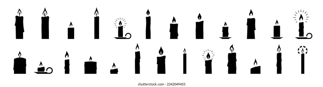 Candle silhouettes. Celebration decoration in flat style.