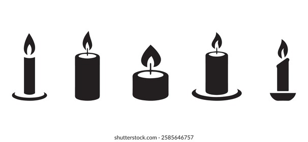 Candle silhouettes. Candle icon set vector 10 eps.