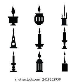 candle silhouettes, vector design set