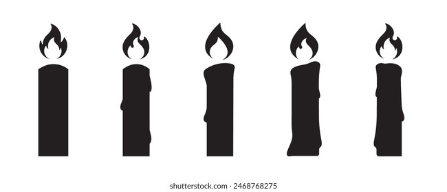 Candle silhouettes. Candle vector icons. Candle vectors