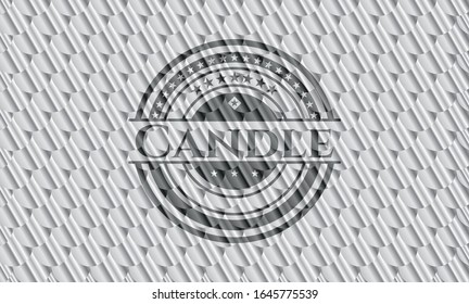 Candle silver color badge or emblem. Scales pattern. Vector Illustration. Detailed.