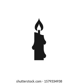 Candle simple black vector icon for birthday or religion. Glyph symbol.