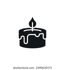 Einfaches Symbol für Kerze. Vektorgrafik Solid Isolated Black Illustration.