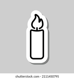 Candle simple icon. Flat desing. Sticker with shadow on gray background.ai