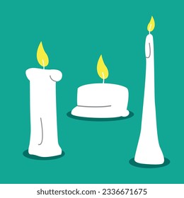 velas en un estilo sencillo de diferentes formas, gráficos vectoriales, arte de línea