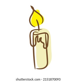 Candle Single hand drawn doodle illustration. Elements for greeting cards, posters, stickers and seasonal design. Isolated on white background