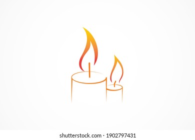 candle sketch line art logo template