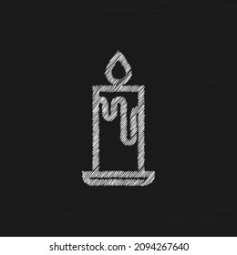 Candle sketch vector icon. Candle with flame symbol pictogram