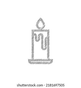 Kerzenskizze, Vektorsymbol. Kerze mit Flammensymbol-Piktogramm