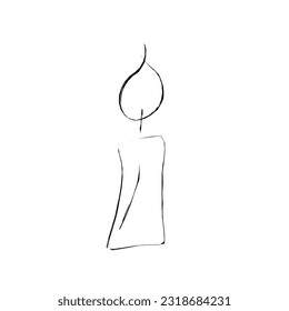 Candle sketch vector. White background.