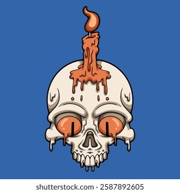 candle skull cartoon illustration style