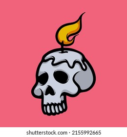 Candle Skull Cartoon, Vektorgrafik