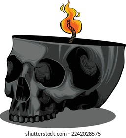 Candle Skull with fire upper head