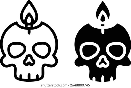 Vela Skull Ícone Set, Halloween Spooky Cabeça Silhueta Vetor Ilustração