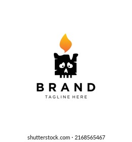 candle skull logo design template elements	