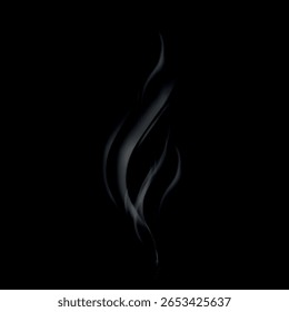 Vela fumaça, vapor ou névoa de soprar chamas de pavio. Efeito de nuvem ou olhar fumegante realista, pequenos redemoinhos de sopros ou fumaça. Vapor branco isolado no fundo preto