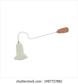 Candle Snuffer, metal candlesnuffer, vector illustration of wick snuffer with wooden handle, fire flame extinguisher, candle cap clipart isolated on white background