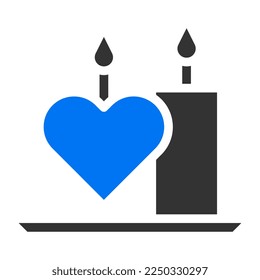 candle solid blue grey valentine illustration vector and logo new year icon perfect. Icon sign from modern collection for web. Nice design perfect.