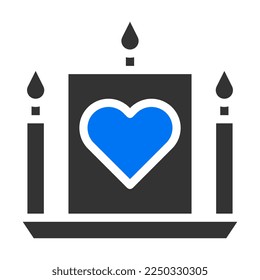 candle solid blue grey valentine illustration vector and logo new year icon perfect. Icon sign from modern collection for web. Nice design perfect.