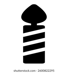 Candle solid icon with a simple and classic design, symbolizing light, warmth, and serenity