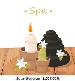 candle, spa, stones, vector