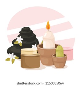 candle, spa, stones, vector