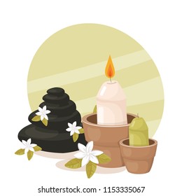 candle, spa, stones, vector