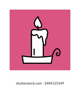 Candle Square Icon Vector Illustration. Christmas Icons. Use for Xmas, Decoration, Greeting Card Etc.