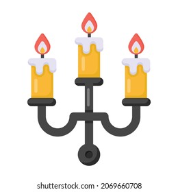 Candle stand, chandelier in flat design 
