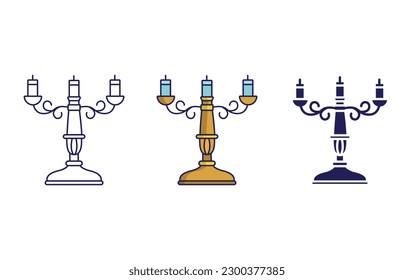 candle stand line and solid illustration icon