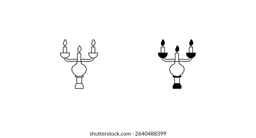 candle stand set icon with white background vector stock illustration