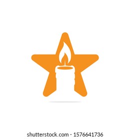Candle star shape concept  logo design illustration. Abstract Candle fire logo vector template.	
