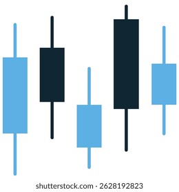 Candle stick bar icon vector for financial trading, stock analysis, and investment forecasting. Ideal for chart tools, forex, and market data visuals.