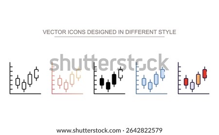 Candle Stick Chart icon design with white background stock illustration