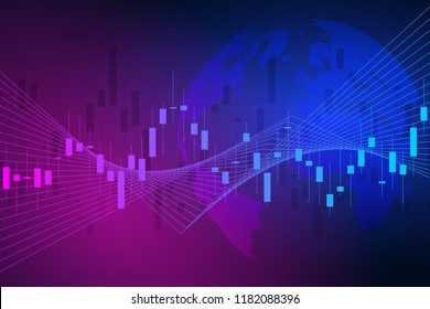 Candle stick graph chart in financial market , Forex trading graphic concept.Stock exchange market, investment, finance and trading. Trading platform. Vector illustration.