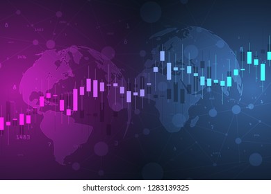 Candle stick graph chart in financial market , Forex trading graphic concept.Stock exchange market, investment, finance and trading. Trading platform. Vector illustration.