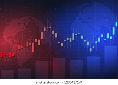 Candle stick graph chart in financial market , Forex trading graphic concept.Stock exchange market, investment, finance and trading. Trading platform. Vector illustration.