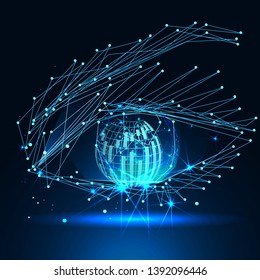 Candle stick graph chart of stock market investment trading, Bullish point, Bearish point. Trend of graph vector design. Eye of the robot. AI. Headline