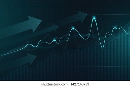 Candle stick graph chart of stock market investment trading, Bullish point, Bearish point. Candlestick stock exchange background vector. abstract financial chart with uptrend line graph and numbers.