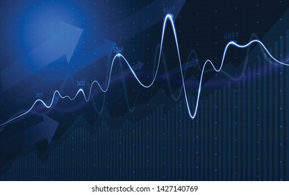 Candle stick graph chart of stock market investment trading, Bullish point, Bearish point. Candlestick stock exchange background vector. abstract financial chart with uptrend line graph and numbers.