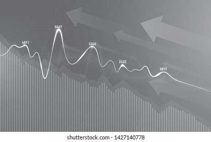 Candle stick graph chart of stock market investment trading, Bullish point, Bearish point. Candlestick stock exchange background vector. abstract financial chart with uptrend line graph and numbers.