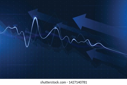 Candle stick graph chart of stock market investment trading, Bullish point, Bearish point. Candlestick stock exchange background vector. abstract financial chart with uptrend line graph and numbers.